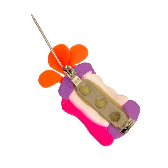 Golf Bag Pin Colorful Handcrafted Polymer Clay Brooch 1.3 Inches Long - Picture 6 of 9